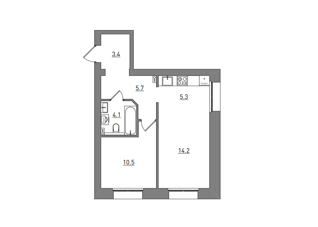 планировка квартиры 43 м2